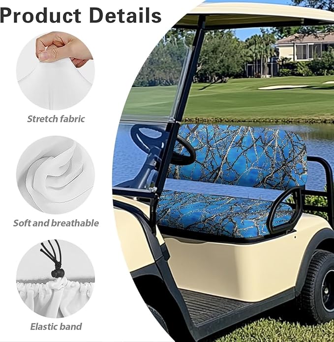 Bulopur Hunting Camo Golf Cart Seat Covers Club Car Precedent Breathable Universal Golf Cart Seat Cover Towel Blanket for EZGO TXT RXV Blue Golfcart Cushion Protectors 2 Pack