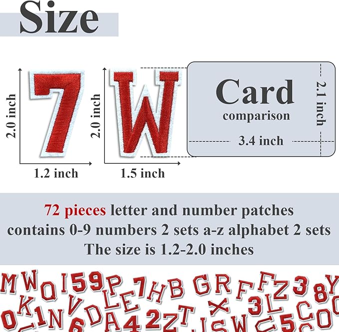 Letter and Number Iron On Patches, A-Z Alphabet and Numbers 0-9 Embroidery - Image 2