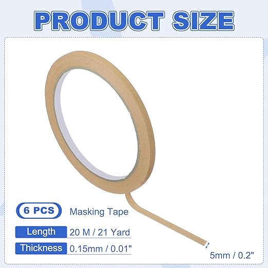 MECCANIXITY Masking Tape 0.2 Inch x 21 Yard Painter's Tape Brown Paint Tapes - Image 2