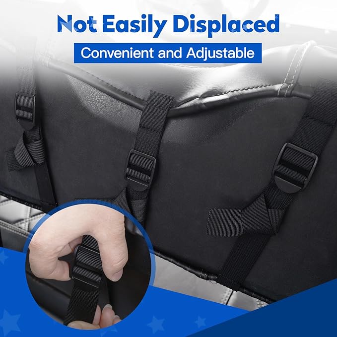 NOKINS Golf Cart Diamond Seat Covers Kit, Fit for Yamaha Drive/Drive2 OEM Standard Front Seat Cushion, No Nails Required & Easy to Clean, Breathable Vinyl Seat Covers (Black&Black Stitching)