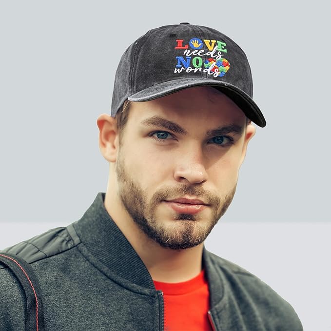 Embroidered Baseball Cap for Women Men Vintage Adjustable Washed Distressed Denim Baseball Hat