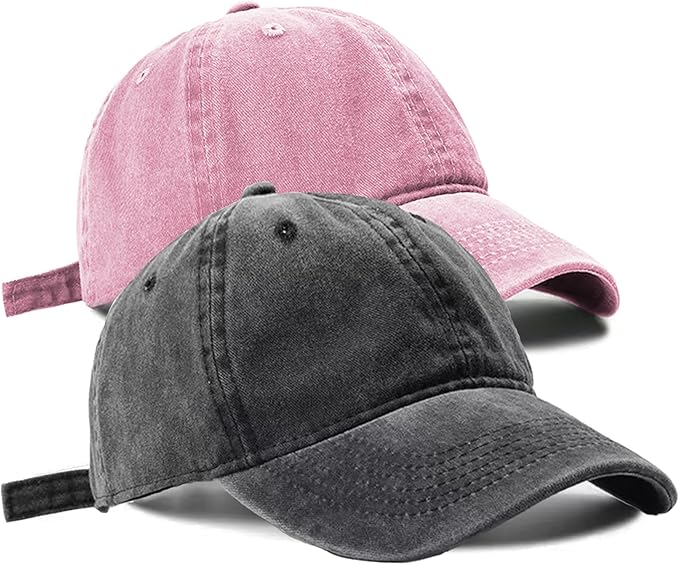 2 PCS Baseball Cap Golf Hat Washed-Cotton Plain Original Classic Cotton Vintage Adjustable Dad Hatsfor Men Women