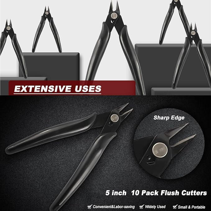 YaeCCC 10 Pack Wire Cutters Black Diagonal Cutting Pliers - Image 6