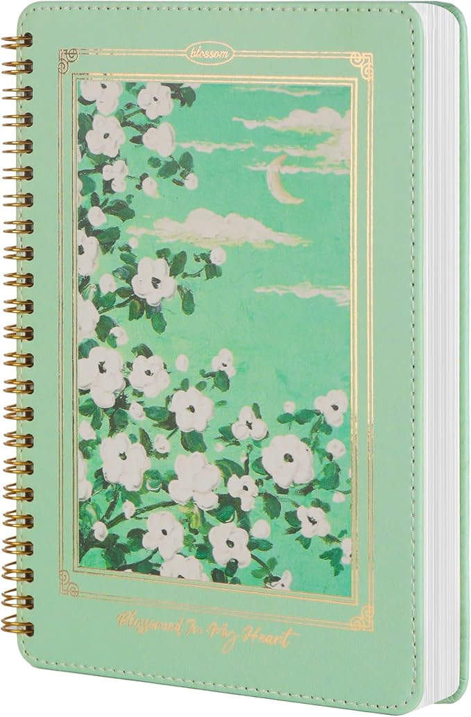 Spiral Notebook for Women, Durable A5 Leather Hardcover Notebooks, 140 Lined by MGGAO