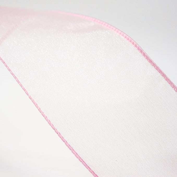 CT CRAFT LLC Sheer Organza Wired Ribbon 2.5" x 50Yards Pink - Image 4
