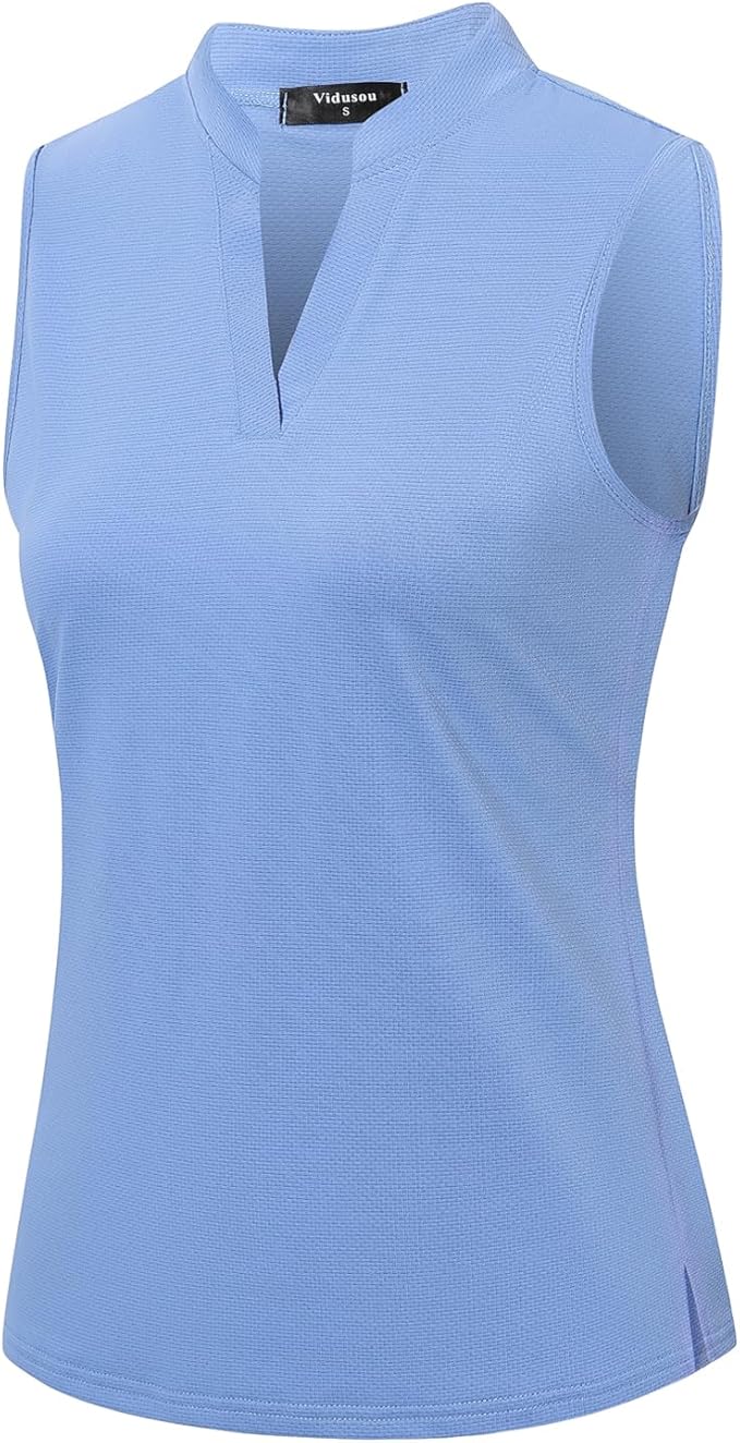 Womens Sleeveless V Neck Golf Polo Shirts