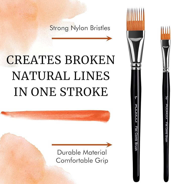 Fuumuui Grainer Brush Set–5pcs Professional Flat Comb Brushes - Image 4
