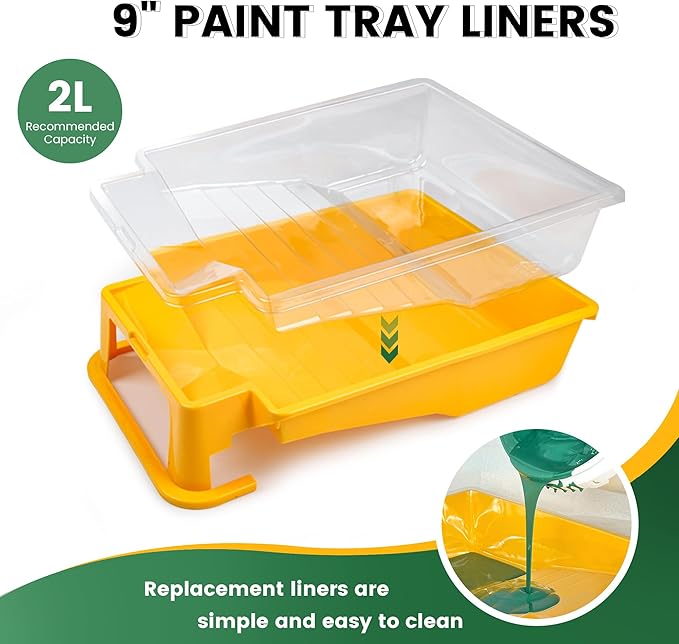 VOOMEY 12 PCS Paint Roller Kit, Deep Grooved Foot Paint Tray, Paint Tray Liner - Image 5