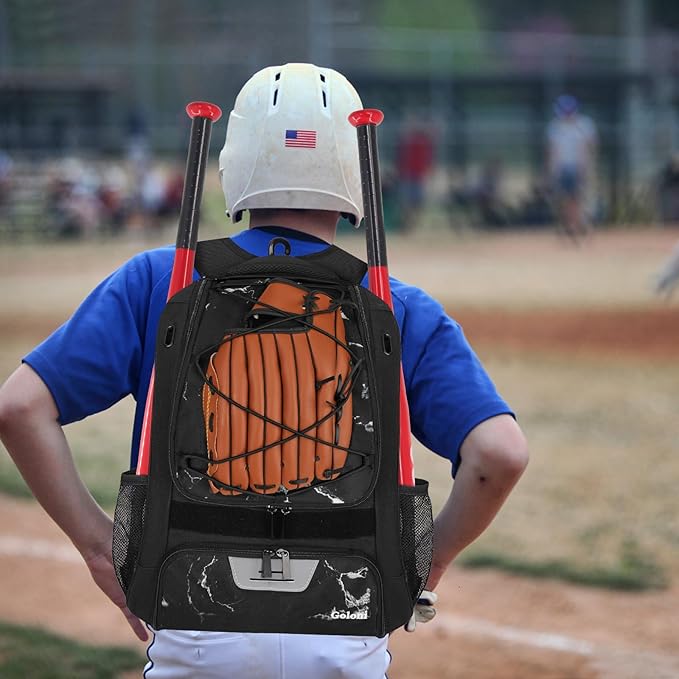 Goloni | Baseball Backpack,Baseball Bag for Adult,Softball Bat Bag with Shoes Compartment,Large Main Compartment for Helmet & accessories, Fence Hook