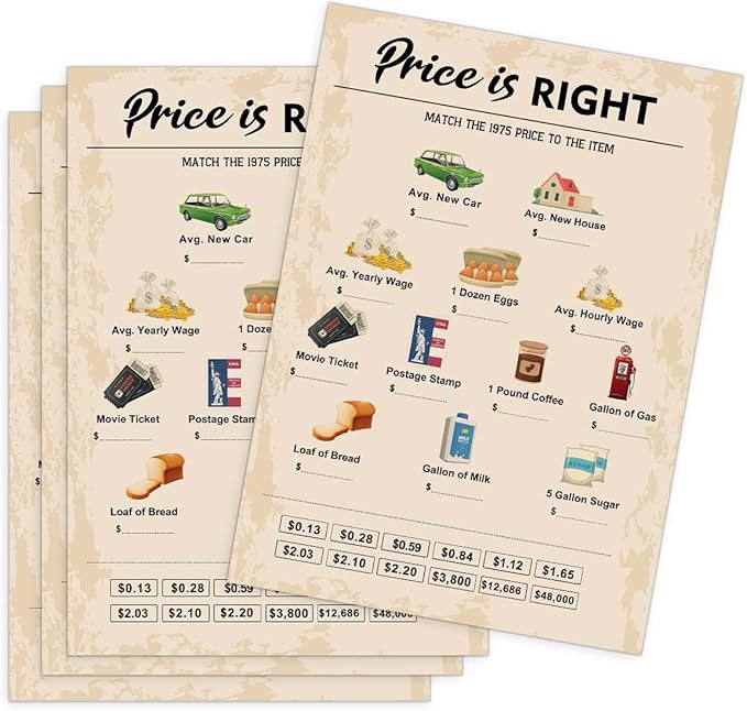 QUPT 50th Birthday Party Games, Price is Right Games, Birthday Party Supplies by QUPT