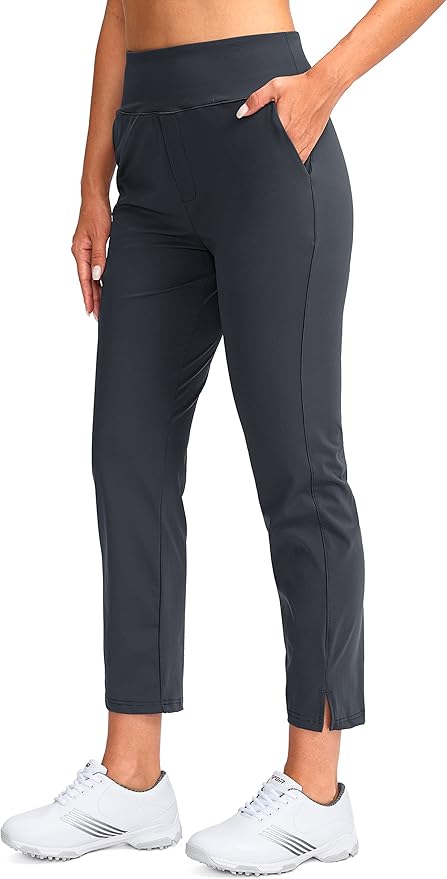 YYV Women's Golf Pants Stretch Work Ankle Pants High Waist Dress Pants with Pockets for Yoga Business Travel Casual