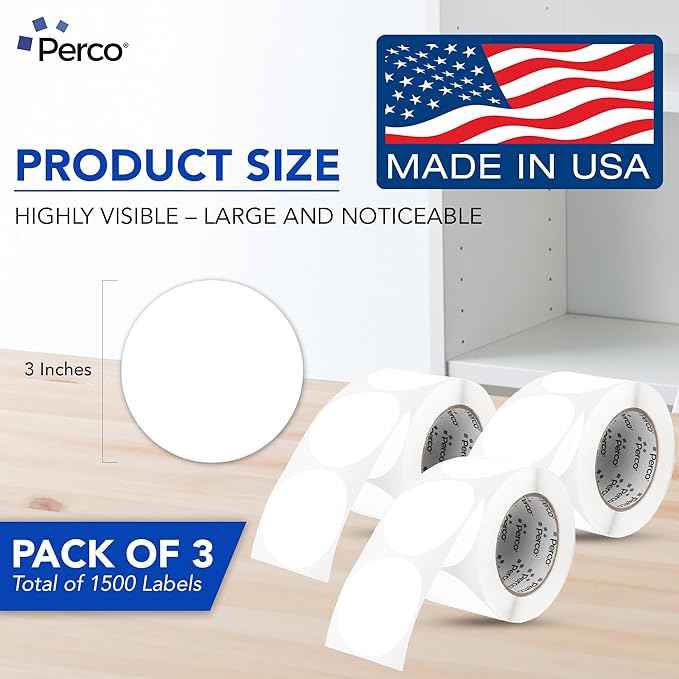 Perco White 3-Inch Round Circle Dot Sticker Labels - Image 2