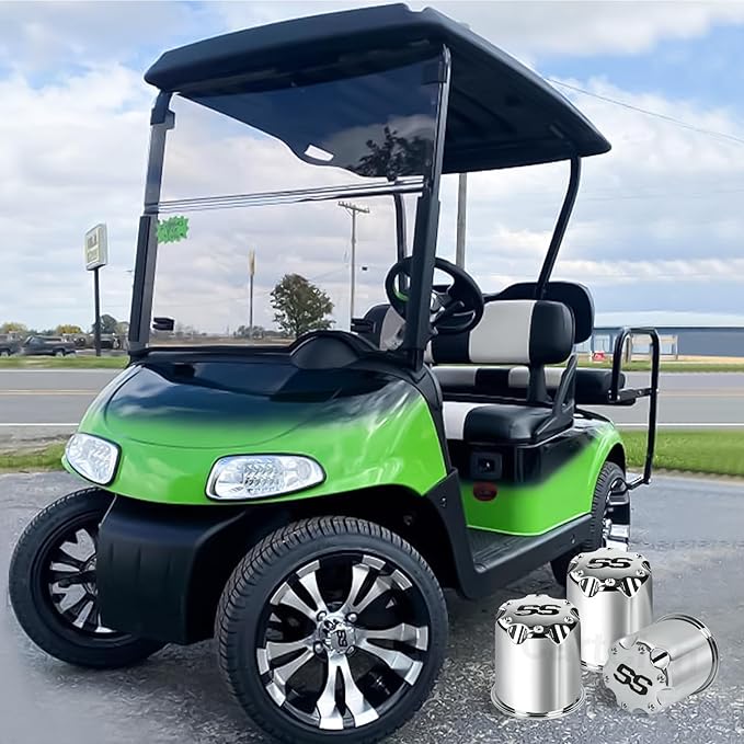 Golf Cart SS Wheel Center Cap Cover Fits 2.65" Dia Bore Wheel Rim SS Chrome Plastic Center Caps for EZGO Golf Cart Wheel-4 Packs