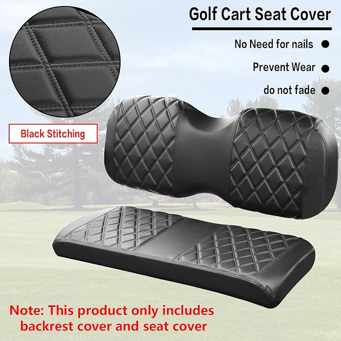 NOKINS Golf Cart Seat Cover Compatible With i40 i40L and Advanced EV, EV1 4, EV1 4L Model Aftermarket Rear Seat Kit, Vinyl Replace Rear Seat Cover Black Stitching