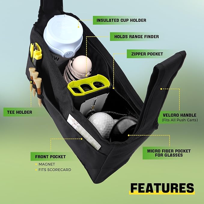 Lightweight Foldable Golf Bags for Men， with Adjustable Drink Holder Strap for Golf Cart and Baby Stroller