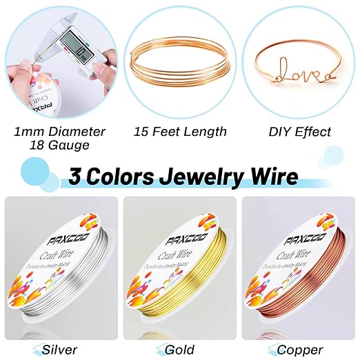 Paxcoo 3 Pack Jewelry Wire Craft Wire 18 Gauge Tarnish Resistant Beading Wire - Image 4