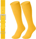 LEACOOLKEY Baseball Belt and Socks Combo Set Adjustable Softball Socks and Elastic Belt for Youth and Adult
