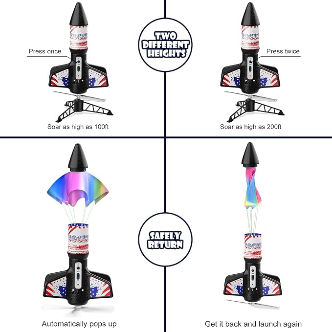 Rocket Launcher for Kids, Self Launching Motorized Air Rocket Toy, Outdoor Toys - Image 6