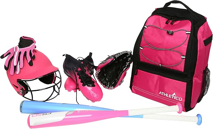 Athletico Youth Baseball Bag - Bat Backpack for Baseball, T-Ball & Softball Equipment & Gear | Holds Bat, Helmet, Glove | Fence Hook