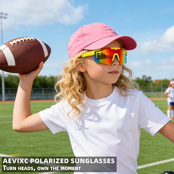 2-Sizes Kids Youth Baseball Sunglasses Men Women Vipers Sunglasses Softball Boys Girl True Polarization &UV Protection