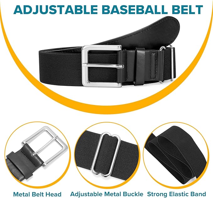 Baseball Socks and Belt Combo for Youth Adult - Softball Sock and Belt for Boys and Girls (2 Pairs of Socks & 1 Belt)