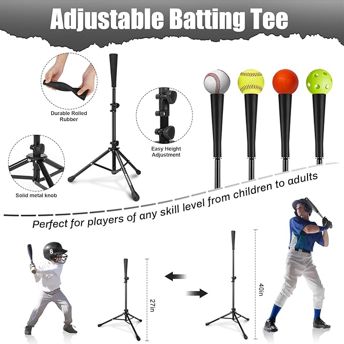 BaseGoal 6'×6' Baseball Softball Practice Net,Baseball Backstop,with Batting Tee,Ball Caddy,for Hitting Pitching Batting Catching with Bow Frame,Bonus Strike Zone,Target,Portable and Foldable