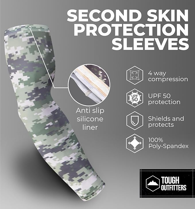 Tough Outdoors Baseball Arm Sleeve Youth & Adults - Compression Arm Sleeves for Kids Boys & Girls Men & Women - Football