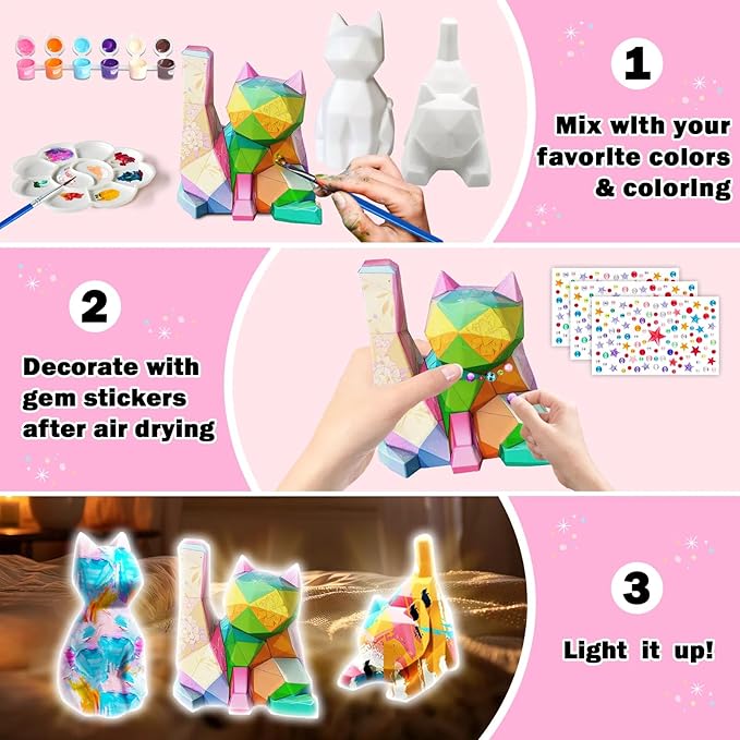 FUNZBO 3pcs Paint Your Own Cat Lamp Kit - Image 5