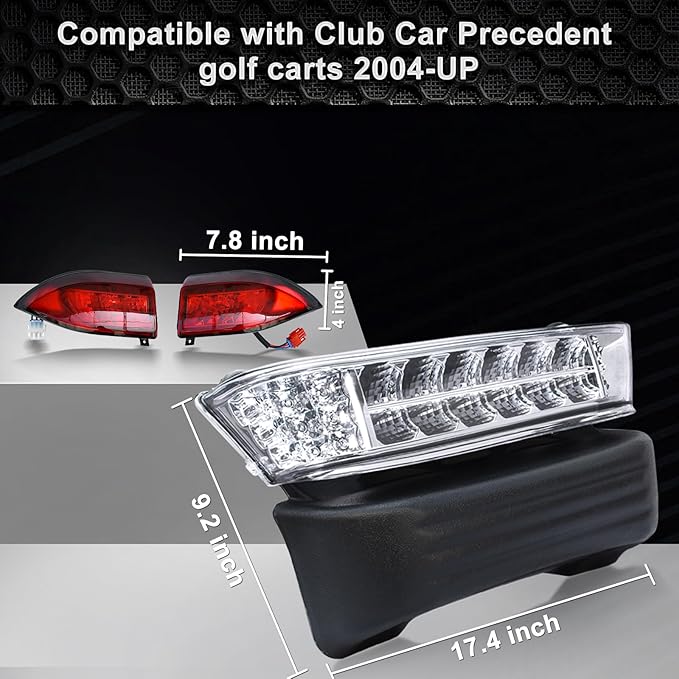Golf Cart Deluxe Light for Club Car Precedent Electric 12V Street Legal Upgrade Headlight Taillight Kits for Precedent LED Light 2004 up with Turn Signals Hazard Light Switch Horn Brake Pad
