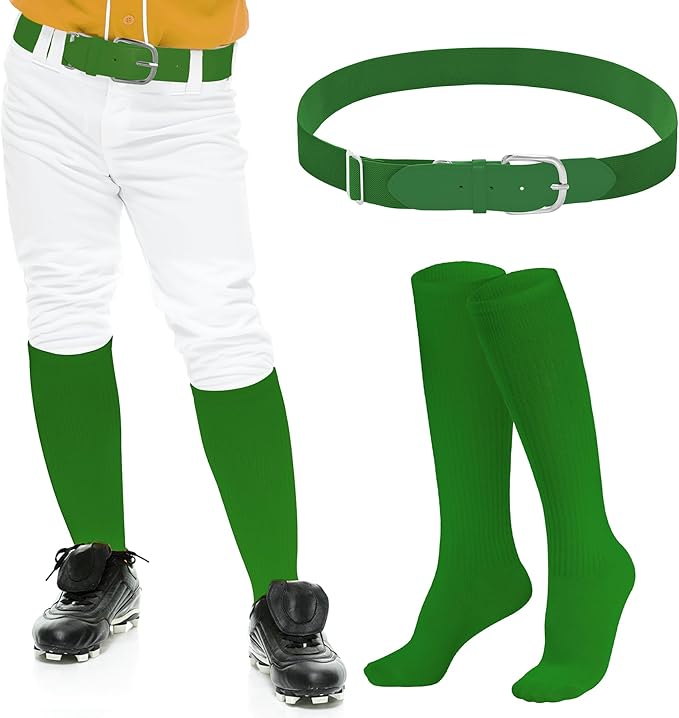 Dxhycc Youth Baseball Socks and Belt Combo Set Softball Baseball Socks and Elastic Waist Belt for Youth Boys Girls