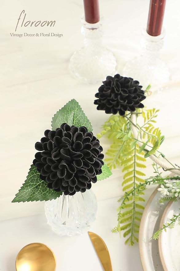 Floroom Artificial Dahlia Flowers 25pcs Real Looking Black Foam Fake Roses - Image 5