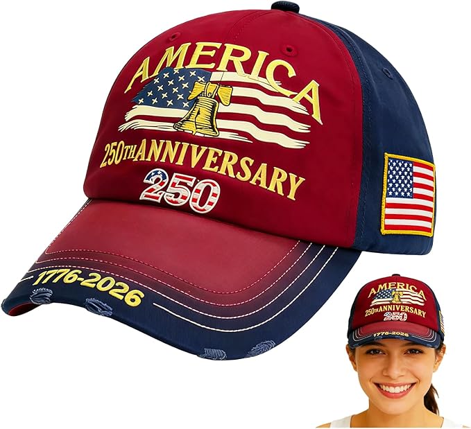 U.S.A 250th Anniversary Embroidered Baseball Cap Adjustable 1776-2026 Anniversary Birthday Retro Patriots Hat for Men Women