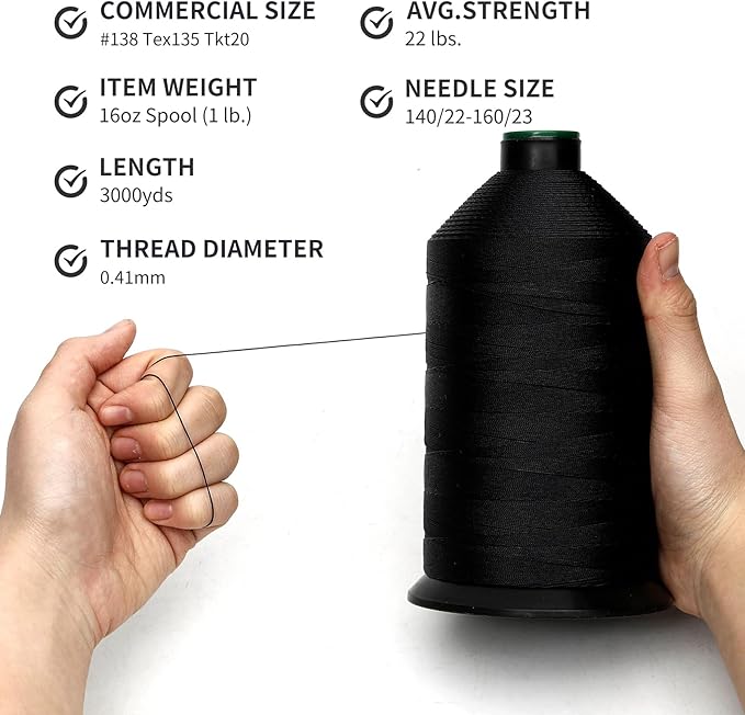 Extra Strong Bonded Nylon Thread #138 Tex135 – 16 OZ, Versatile Stitching - Image 3