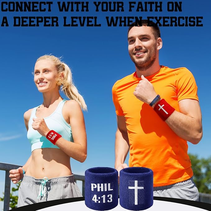 Misdary 6 Pair Cross Wristband Football Baseball Drip Baseball Football Accessories Faith Cross Sports Wristband Sweat Band Athletic Christian Faith for Sports Basketball Gym Workout
