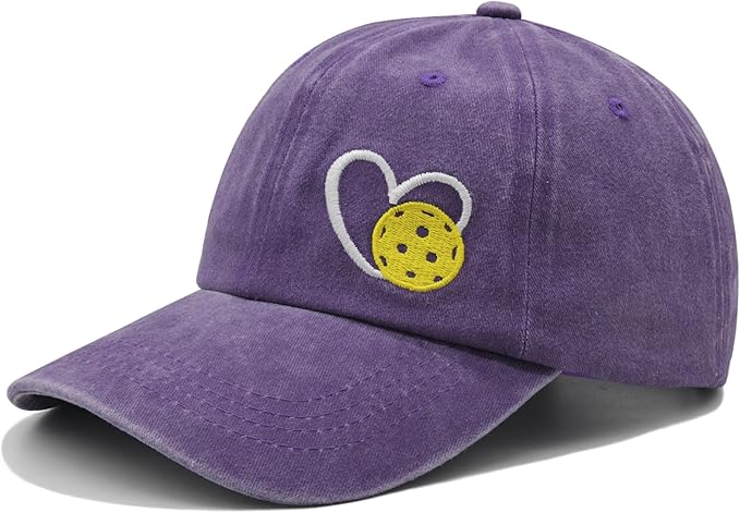 Pickleball Hat for Women Men, Adjustable Embroidered Heart Pickleball Baseball Cap
