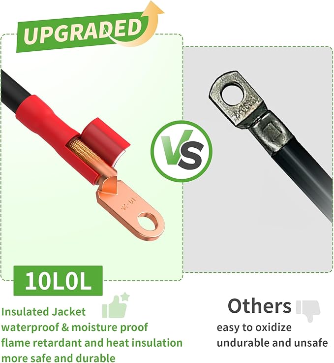 10L0L 3 Awg Golf Cart Heavy Duty Battery Cables for 48 Volt Club Car DS & Precedent 1994 Up, 7 PCS Pure Copper Golf Battery Wiring Cables, 14"+41" Long