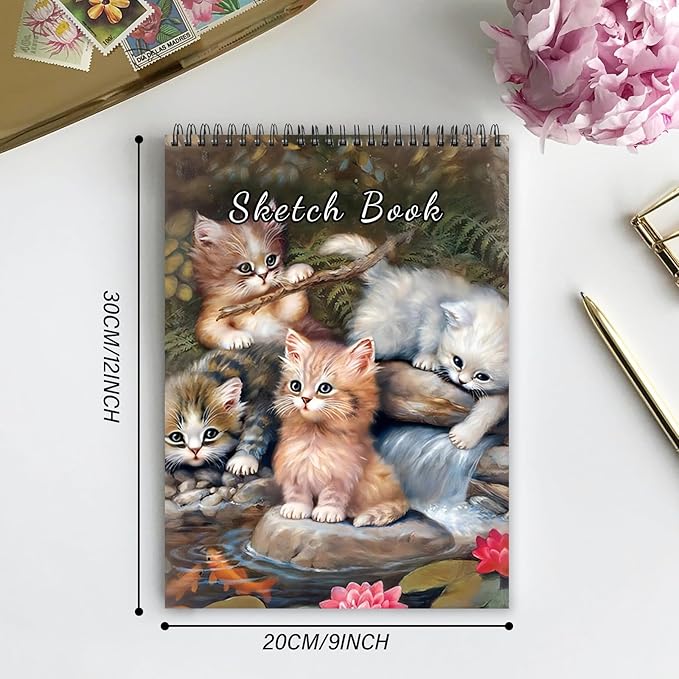 Cabreche Cute Sketchbook Top Spiral Bound Sketch Pad, 9 x 12 inch, 100GSM Thick - Image 2