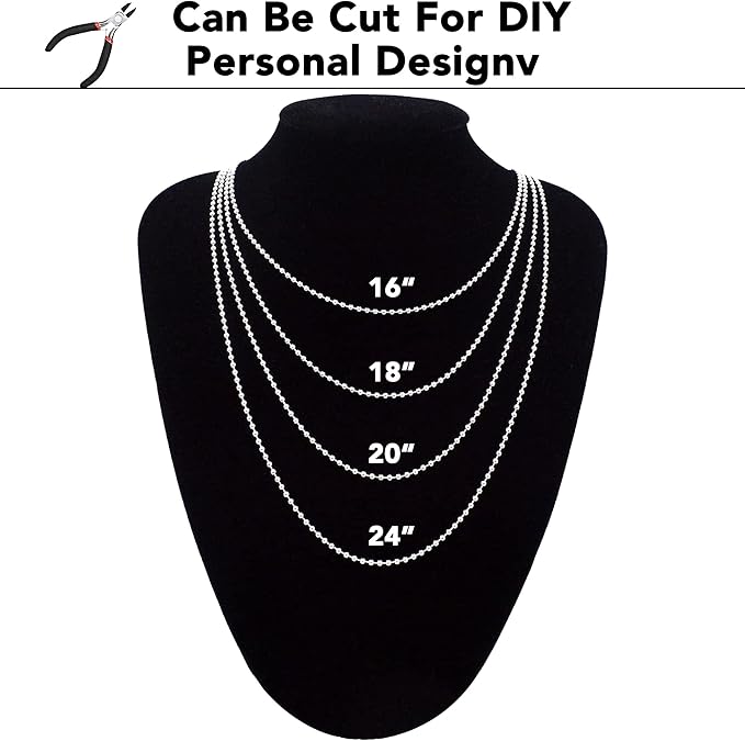 Jishi Steel Ball Chain Bead Dog Tag Chain Beaded Necklace Chains - Image 6