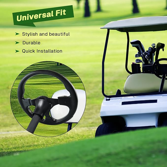 Golf Cart Steering Wheel and Golf Adapter for EZGO TXT & RXV Golf Carts Adapter Skid -(5156BLACK)
