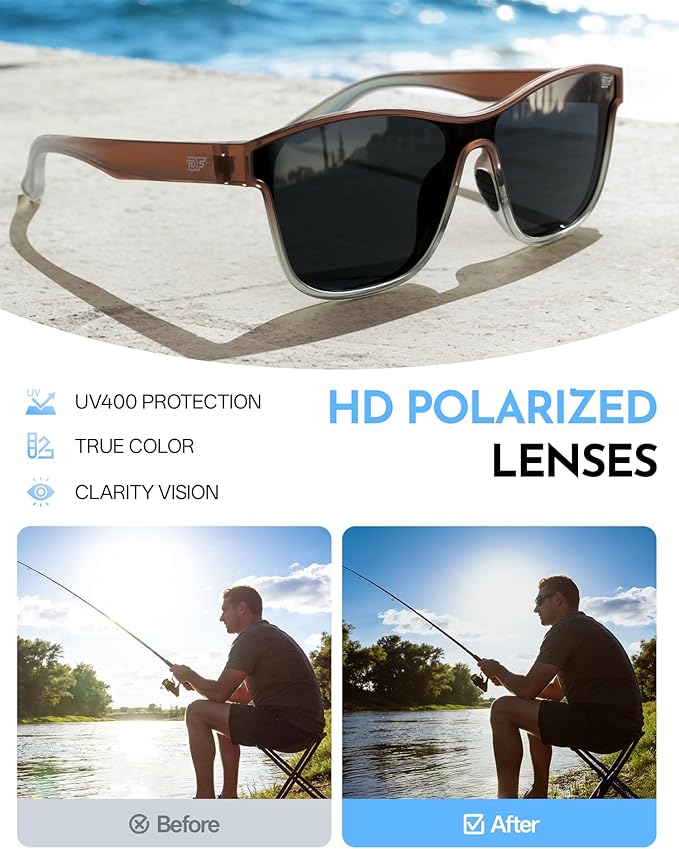 DEAFRAIN Polarized Sunglasses for Men Women - UV400 Protection 21.5g Sport Sun Glasses for Driving Fishing Running Golf