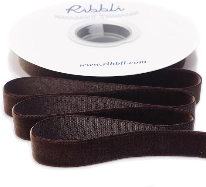 Ribbli Brown Velvet Ribbon 5/8 Inches Continuous10 Yard Spool Christmas Ribbon by Ribbli