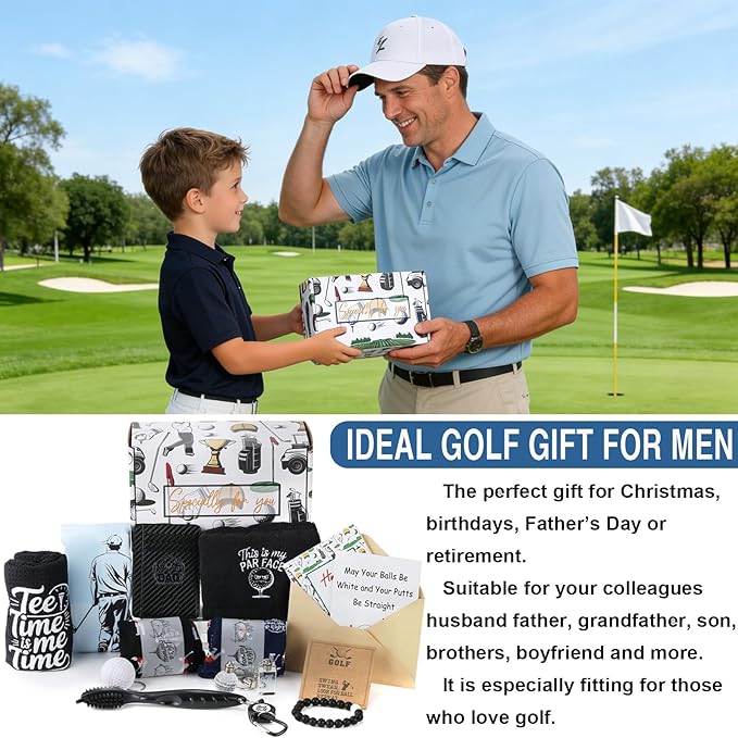 BIAJIYA Gifts for Dad and Fathers, Unique Funny Golf Gifts for Golfers Men Dad Husband, 11Pcs Premium Golf Cleaning Accessories for Birthday Fathers Day Valentines Day