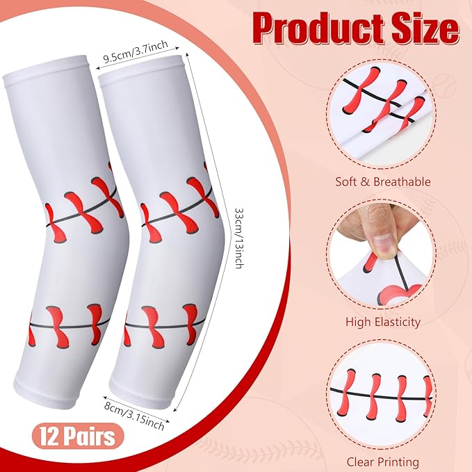 Soulchen 24 Pcs Ice Cream Drip Baseball Softball Gift Accessories 40"x12" Microfiber Cooling Towels and Arm Sleeves for Party
