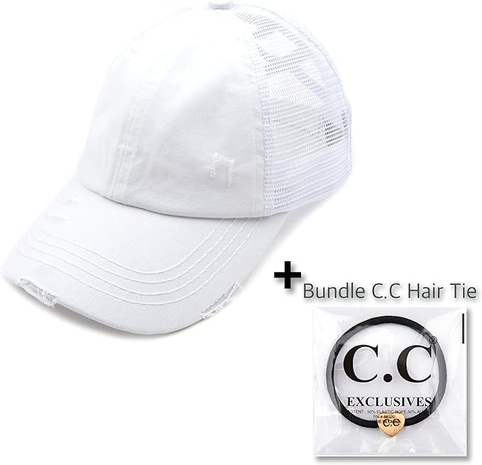 C.C Ponycap Messy High Bun Ponytail Adjustable Glitter Mesh Trucker Baseball Cap