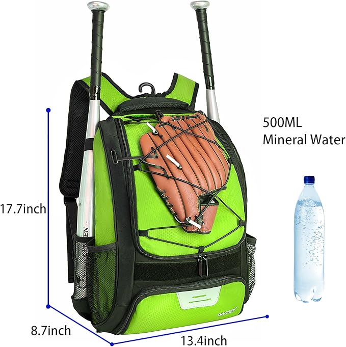 DAFISKY Baseball Bag Softball Backpack - Youth Adult T Ball Bat Equipment Bag with Bat Helmet Holders, Shoe Compartment