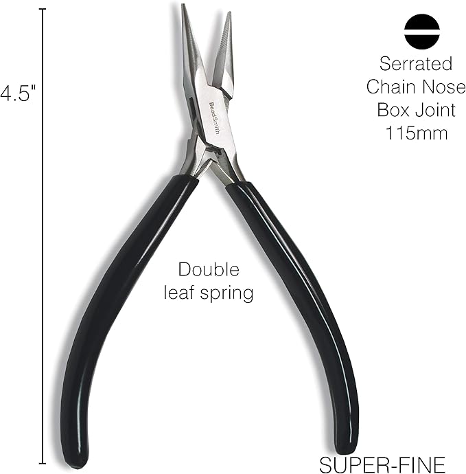 The Beadsmith Chain Nose Pliers – Serrated – Extra Fine Tips – 4.5 inches – PVC - Image 5