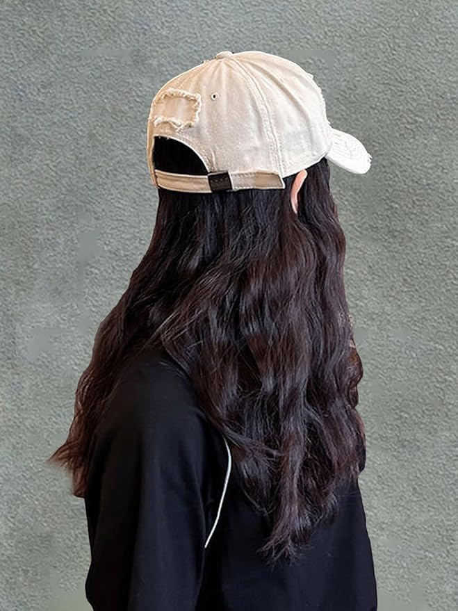 Unisex Ripped Distressed Denim Ring Baseball Cap Hip Hop Vintage Dad Hat Adjustable