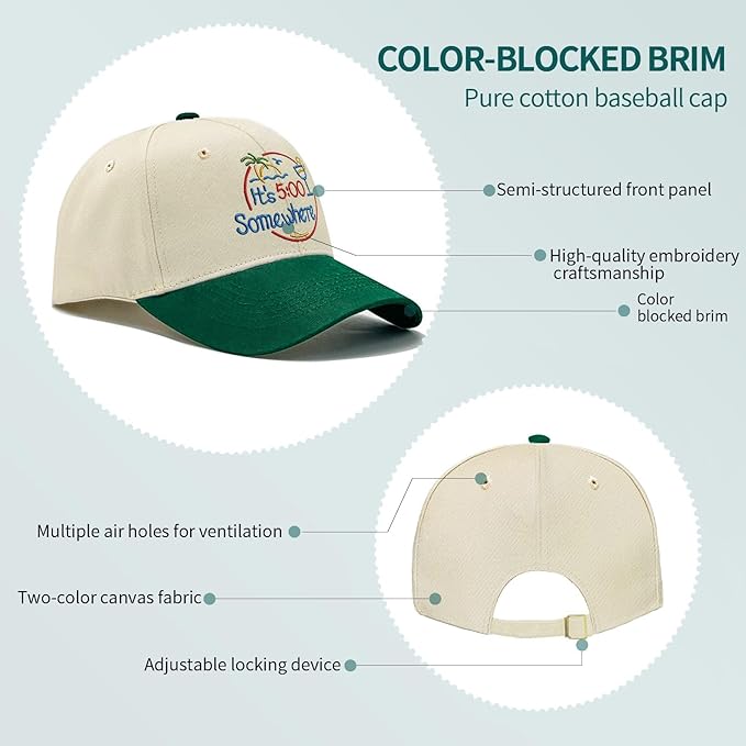 Jimmy Music Buffett Accessories Hats Its 5 Oclock Some Where Baseball Cap Mom Hat Pigment Black Womens Bucket