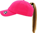 Classic Plain Ponytail Messy High Bun Headwear Adjustable Cotton Trucker Mesh Glitter Hat Baseball Cap