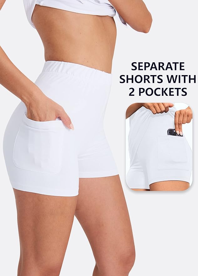 Hiverlay Golf Dresses for Women with Shorts and Pockets, V-Neck Short Sleeve Tennis Dress, Workout Athletic Dresses